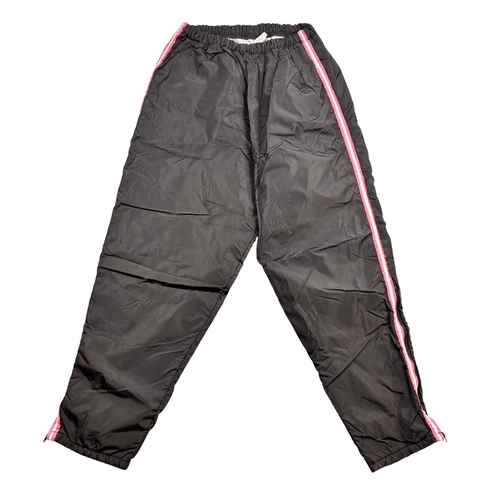Vintage In Play Heather Ashley Black Track Pants Pink Stripe Ankle Zip USA Made
